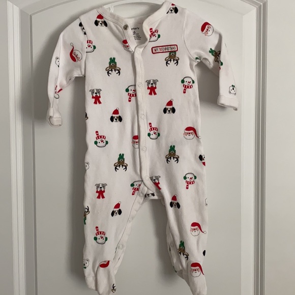 🟧 $2 ADD-ON ITEM 🟧 CARTER’S • Footed Pajamas • 6 months • Xmas - Picture 1 of 5